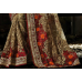 Rattling Beige Colored Woolen Embroidered Net Saree